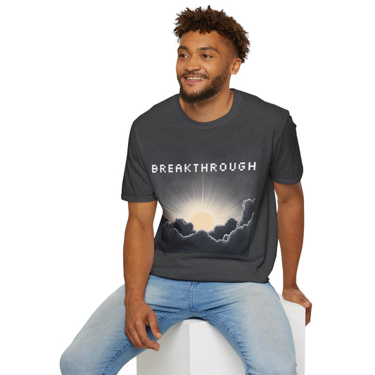 Sunrise Breakthrough Unisex Softstyle T-Shirt, Stormy Clouds Tee, Inspirational Graphic Shirt, Motivational Quote Top, S-3XL