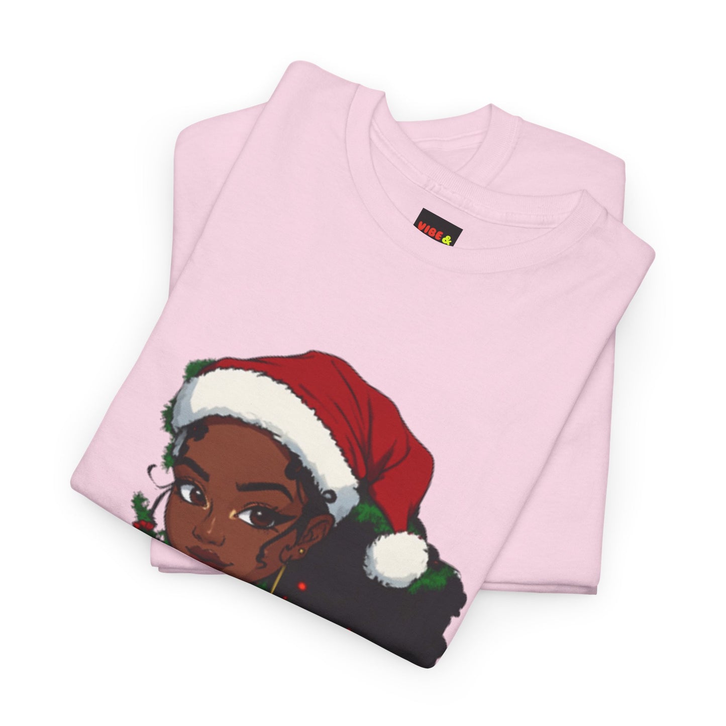 Black Woman Christmas Tee, Afrocentric Santa Tshirt, Holiday Jewelry Shirt, Red Top Unisex Cotton Tee, Festive Xmas Apparel