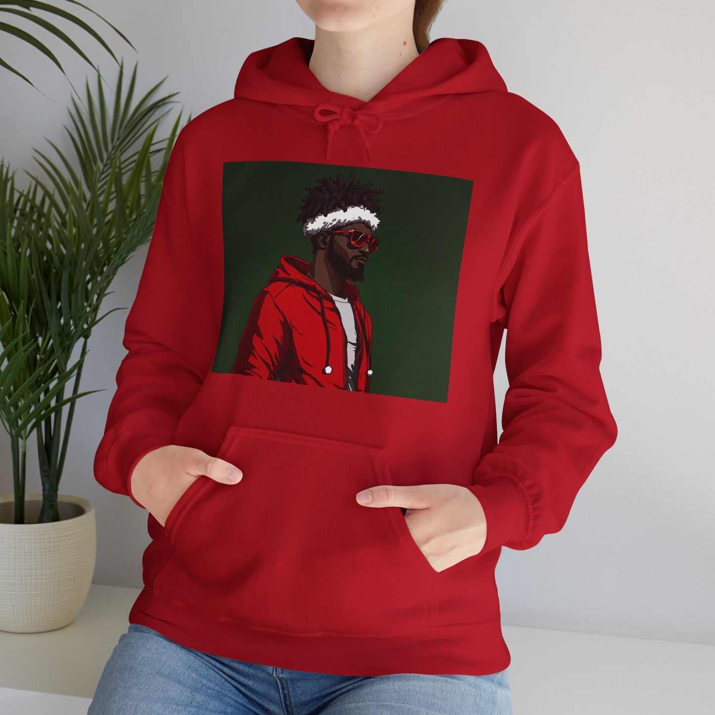 Santa Claus Unisex Hoodie, Christmas Sweatshirt, Holiday Gift, Black Modern Santa Costume, Winter Apparel