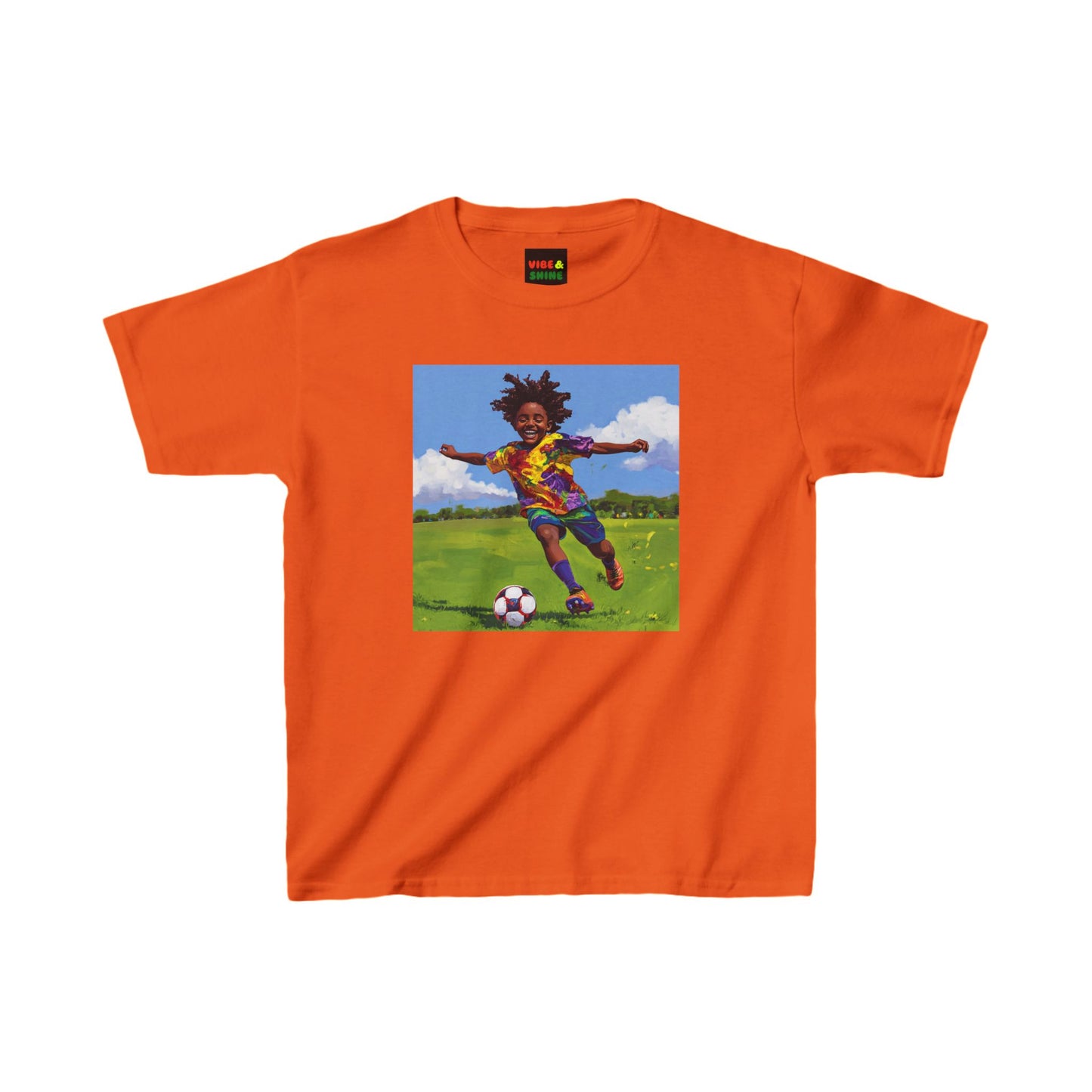 Kids T-Shirt, Happy Black Boy Playing Football, Born to Score, Beautiful Scenery, Children's Tee, Boys Soccer Shirt, Sports Top, Youth