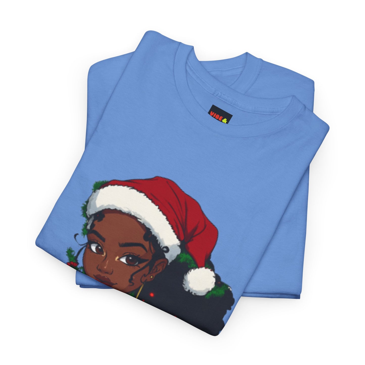 Black Woman Christmas Tee, Afrocentric Santa Tshirt, Holiday Jewelry Shirt, Red Top Unisex Cotton Tee, Festive Xmas Apparel