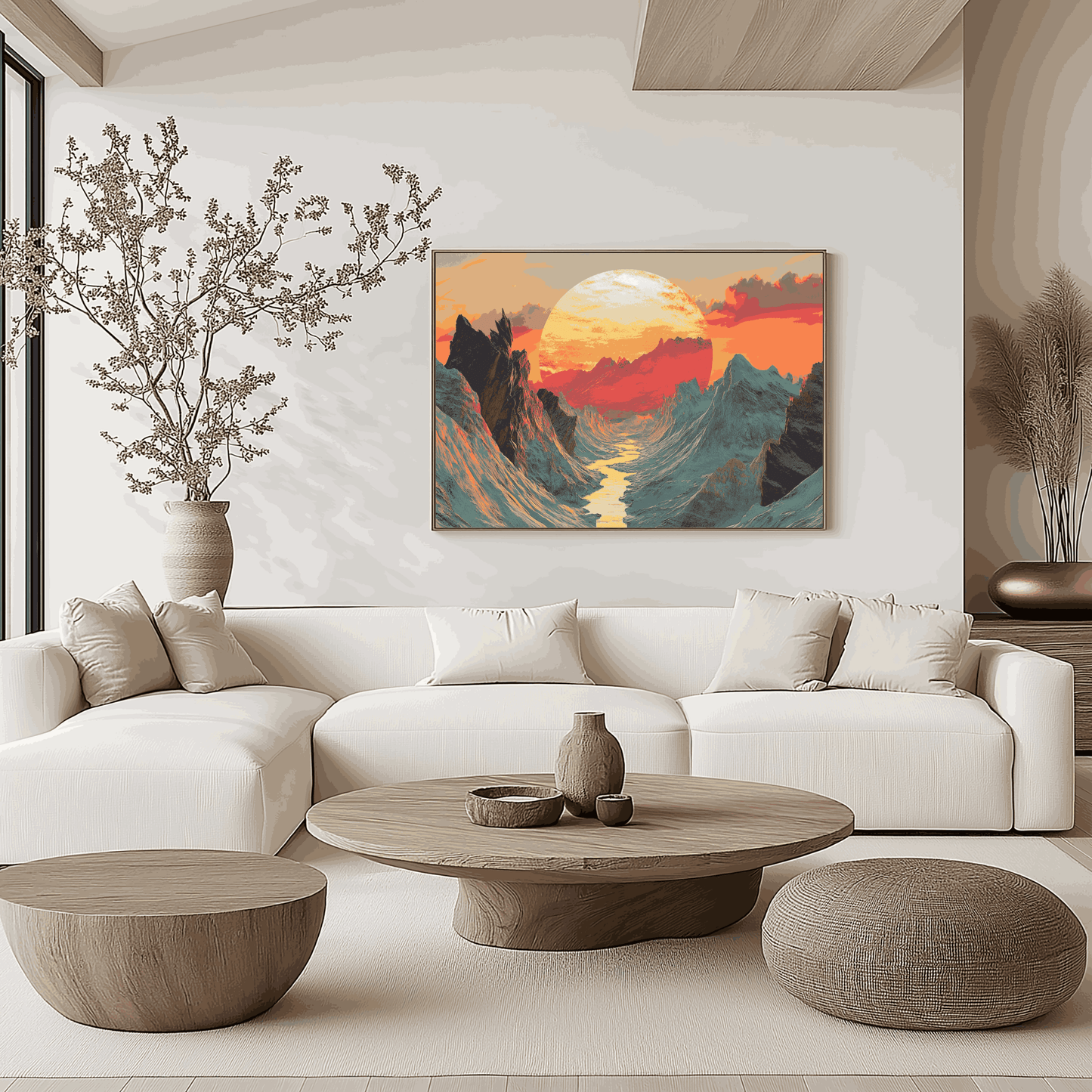 Majestic Sunset Mountain Landscape Canvas Wall Art - Vibrant Nature Artwork for Modern and Rustic Interiors