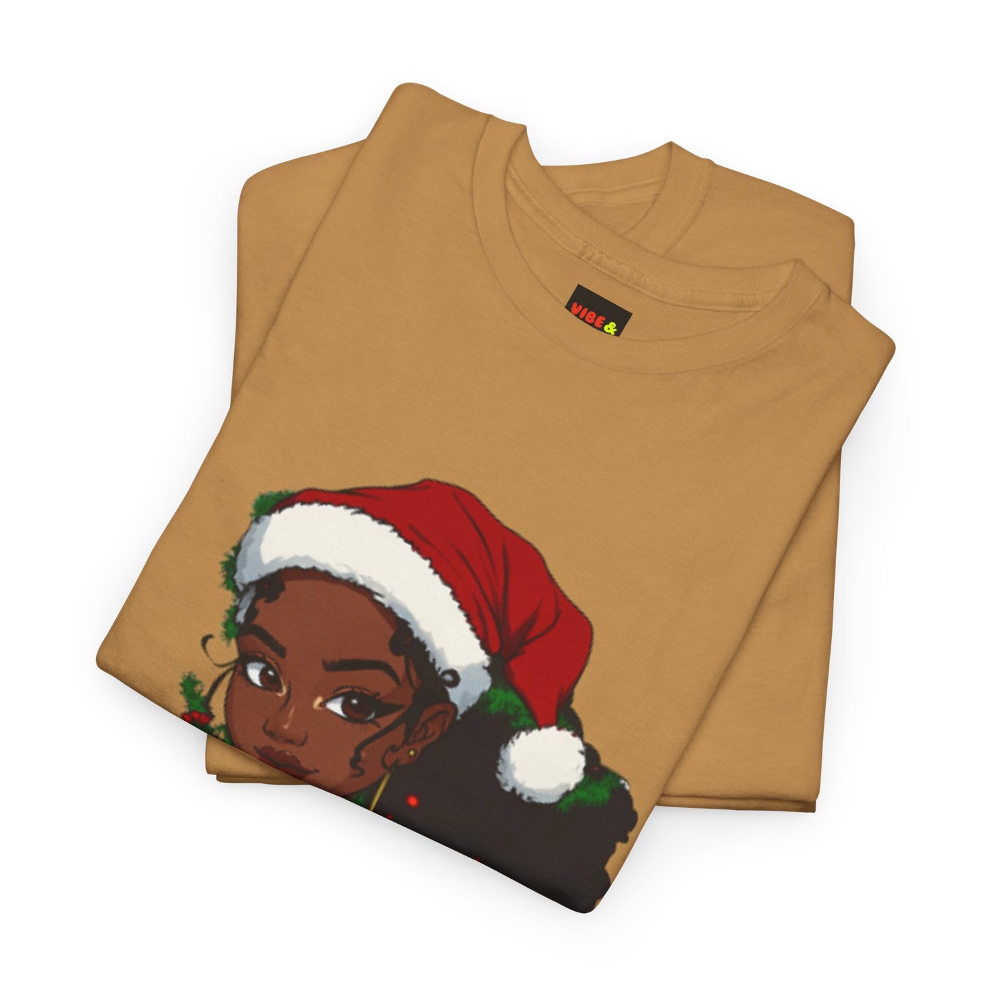 Black Woman Christmas Tee, Afrocentric Santa Tshirt, Holiday Jewelry Shirt, Red Top Unisex Cotton Tee, Festive Xmas Apparel