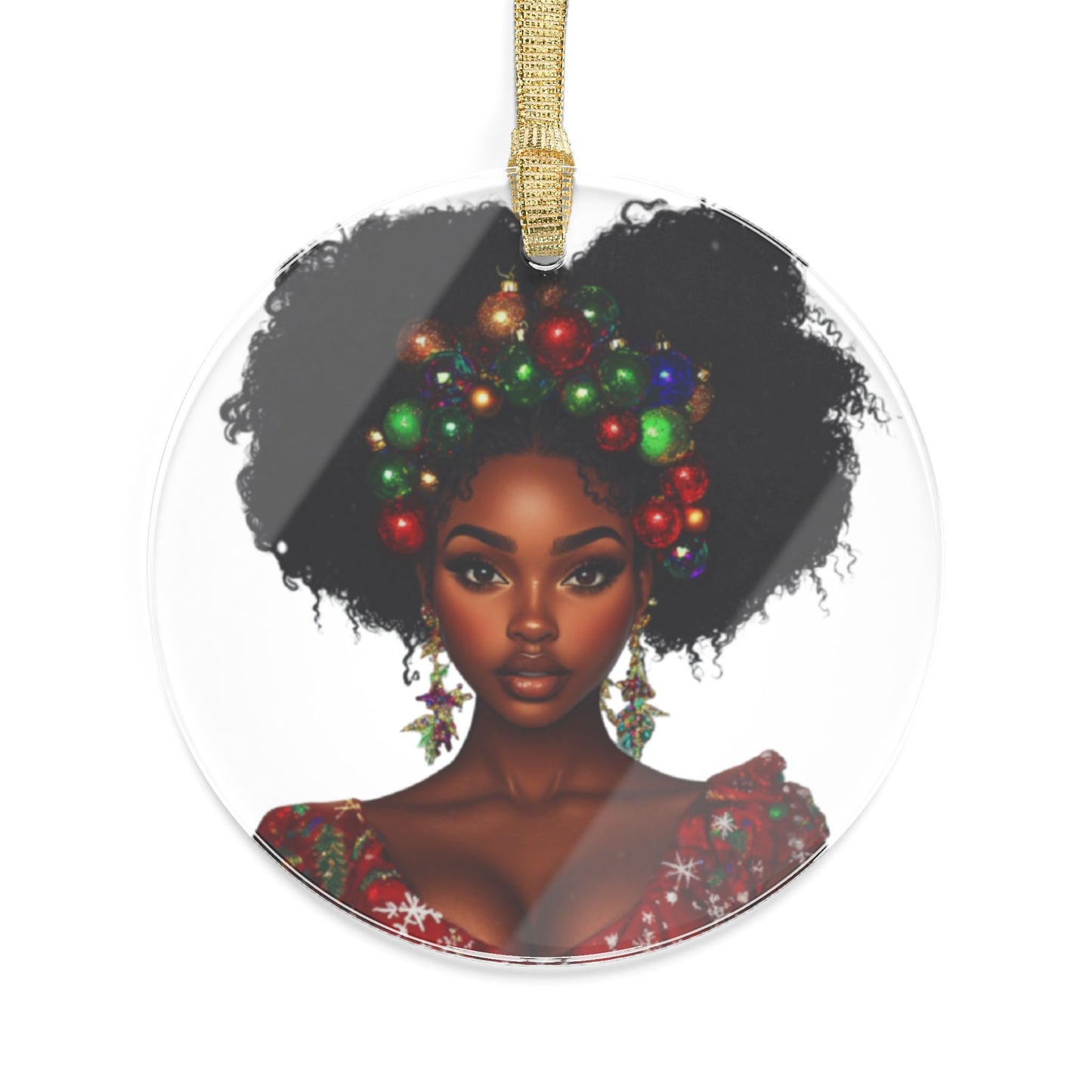 Acrylic Ornaments, Black Woman Afro Bauble Holiday Decor, Festive Christmas Tree Decoration, Unique Ornament Gift, Ethnic Xmas Baubles,