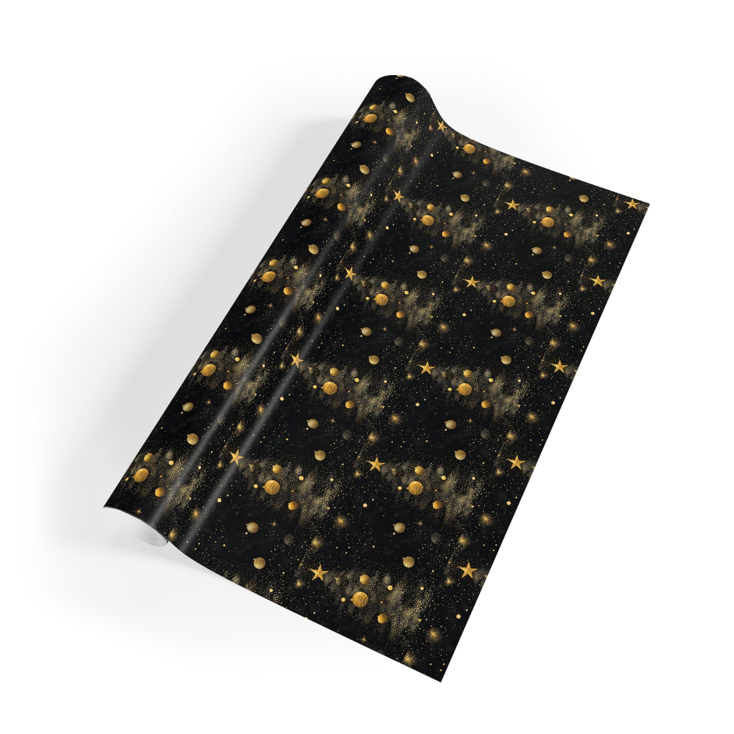 Luxury Black and Gold Christmas Gift Wrapping Paper | Festive Elegant Holiday Wrap | Premium Gift Packaging for Xmas Presents