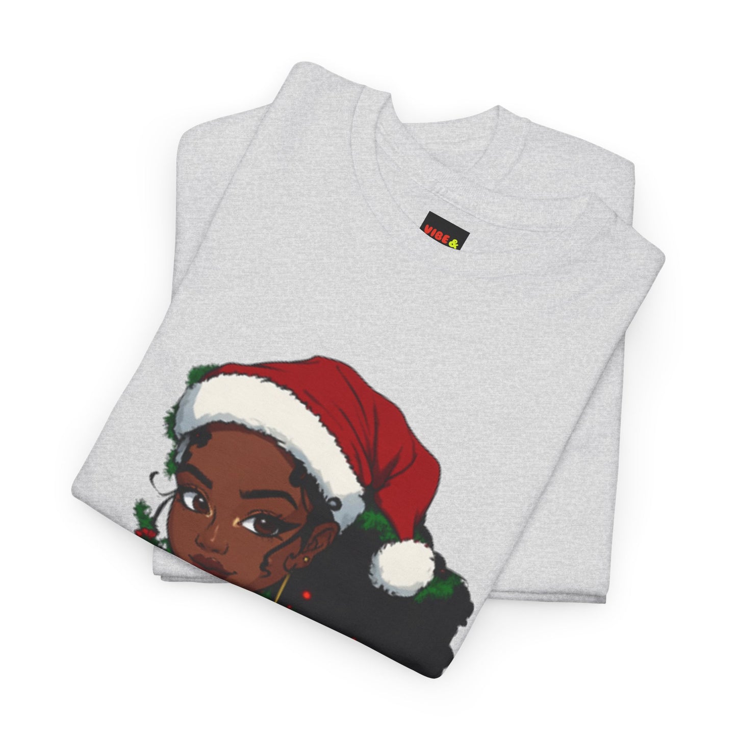 Black Woman Christmas Tee, Afrocentric Santa Tshirt, Holiday Jewelry Shirt, Red Top Unisex Cotton Tee, Festive Xmas Apparel