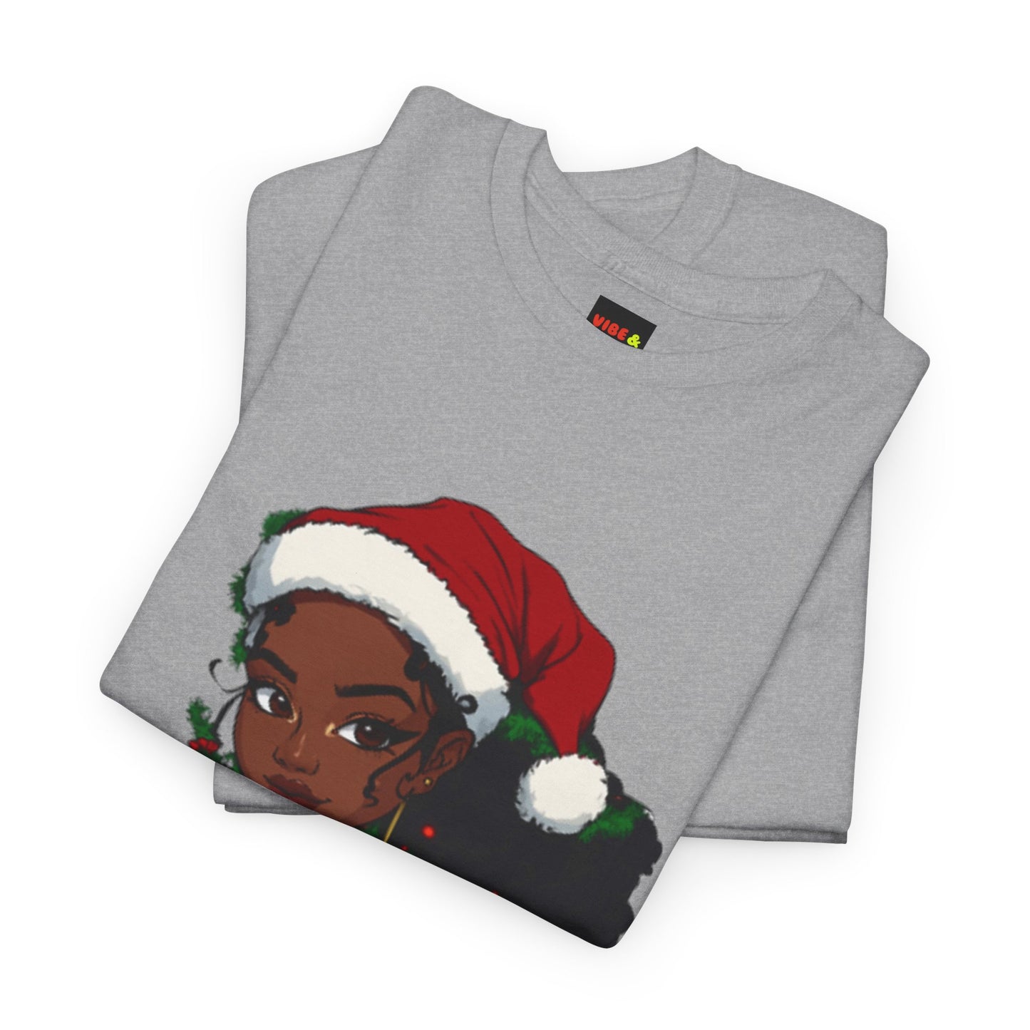 Black Woman Christmas Tee, Afrocentric Santa Tshirt, Holiday Jewelry Shirt, Red Top Unisex Cotton Tee, Festive Xmas Apparel