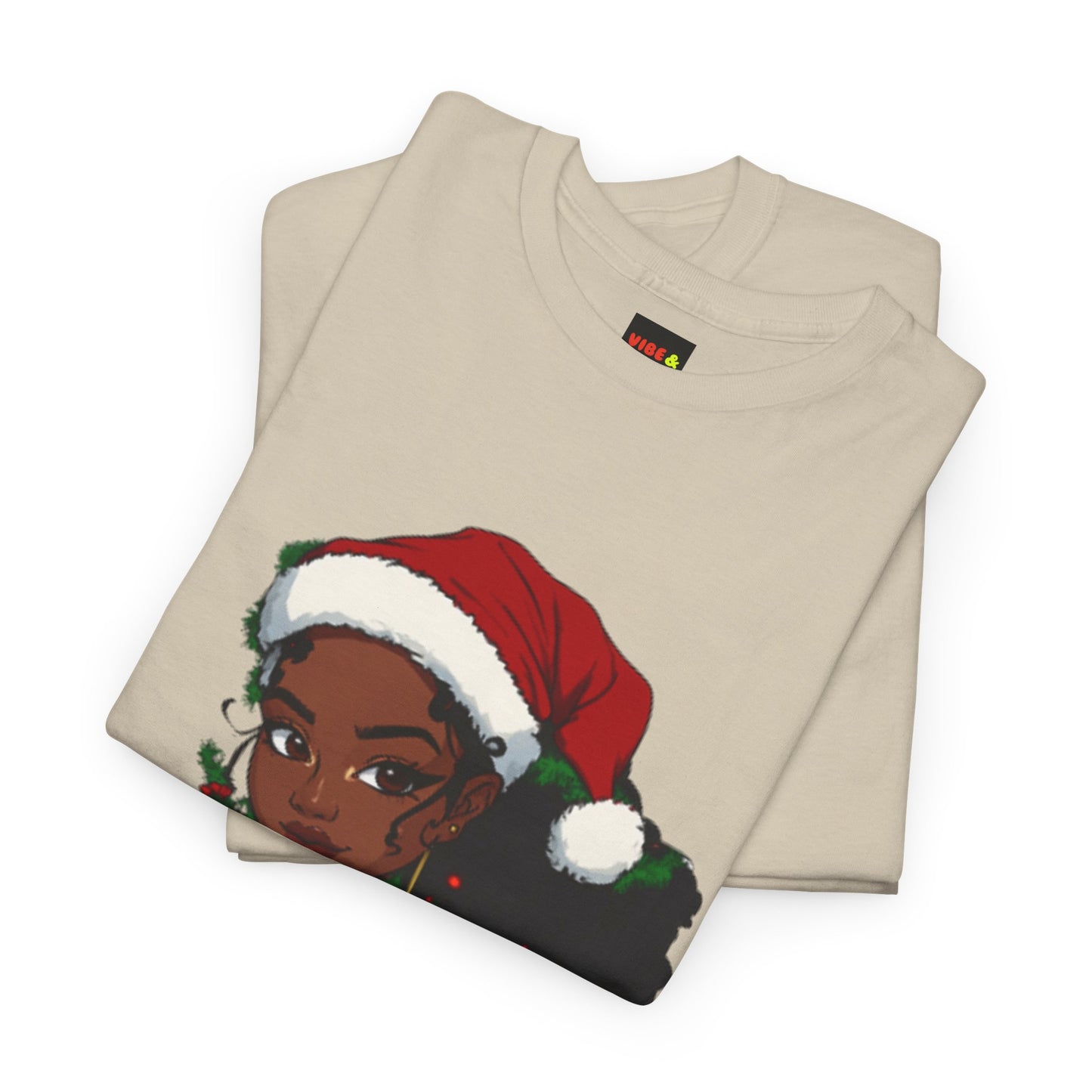 Black Woman Christmas Tee, Afrocentric Santa Tshirt, Holiday Jewelry Shirt, Red Top Unisex Cotton Tee, Festive Xmas Apparel