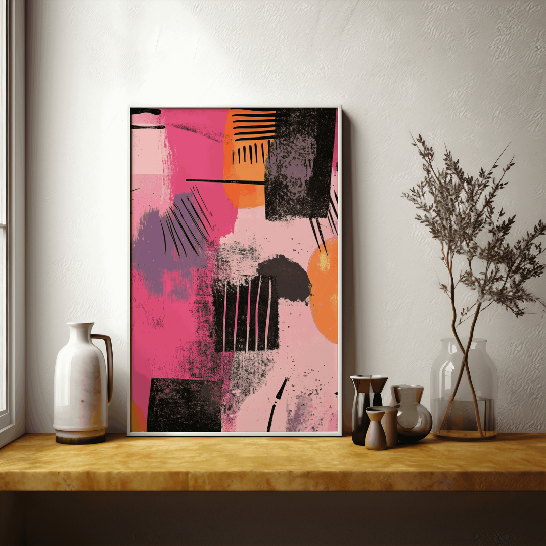 Abstract Pink and Orange Canvas Art – Bold, Modern Minimalist Design